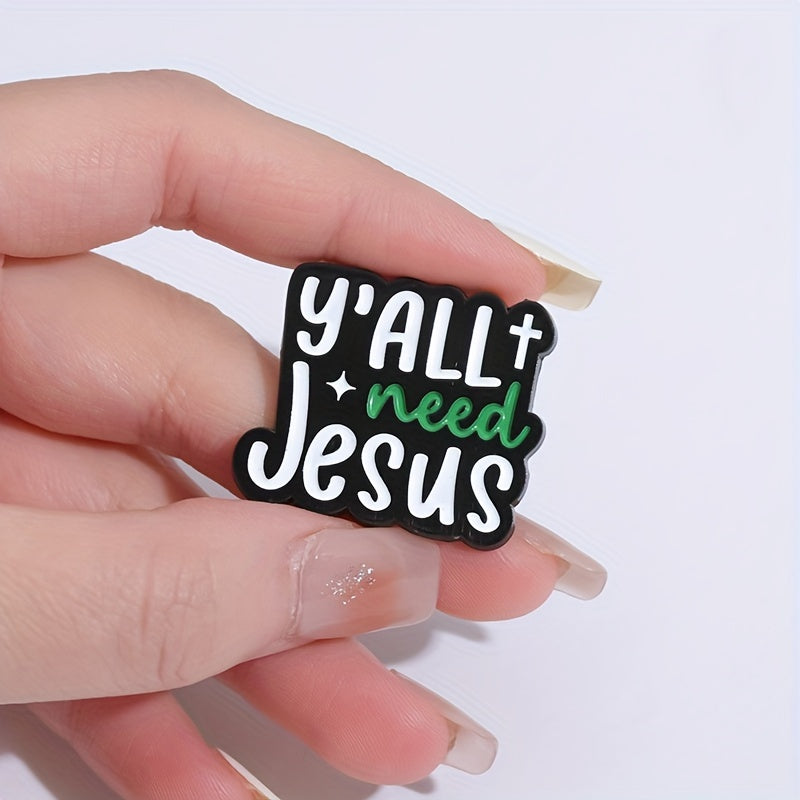 A set of 7 retro and cute enamel pins with inspirational English letter slogans. Perfect for adding a touch of geometric fashion to your clothing.