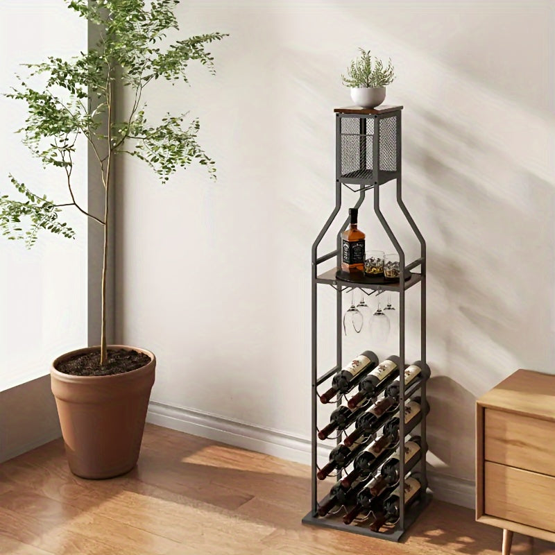 1pc independent drunk driving, can be installed on a steel structure in a fixed position. Includes an 11-bottle wine bread rack, 5-tier freestanding wine rack with glass holder, home bar