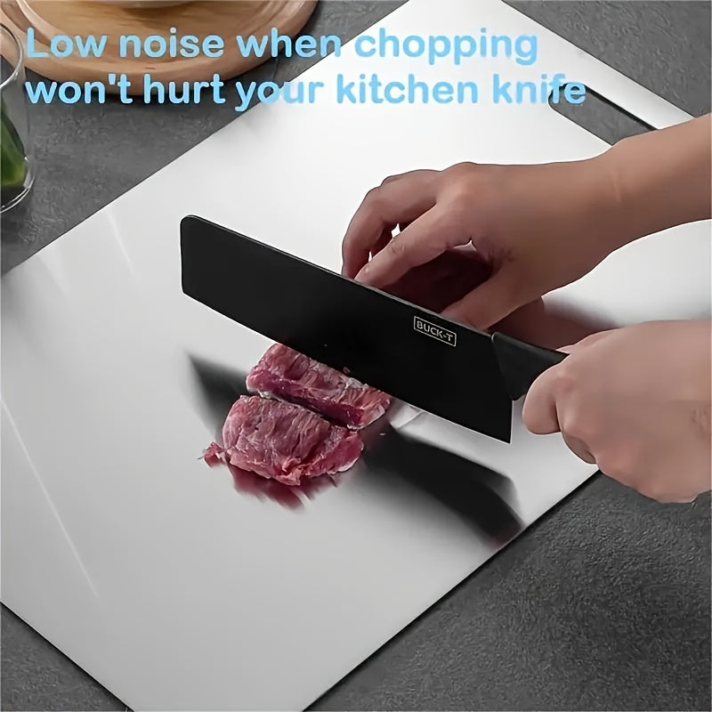 Durable Double-Sided Stainless Steel Kitchen Cutting Board Set - Safe for Food, Easy to Clean - Ideal for Meat, Vegetables, and Fruits - Must-Have Kitchen Tool