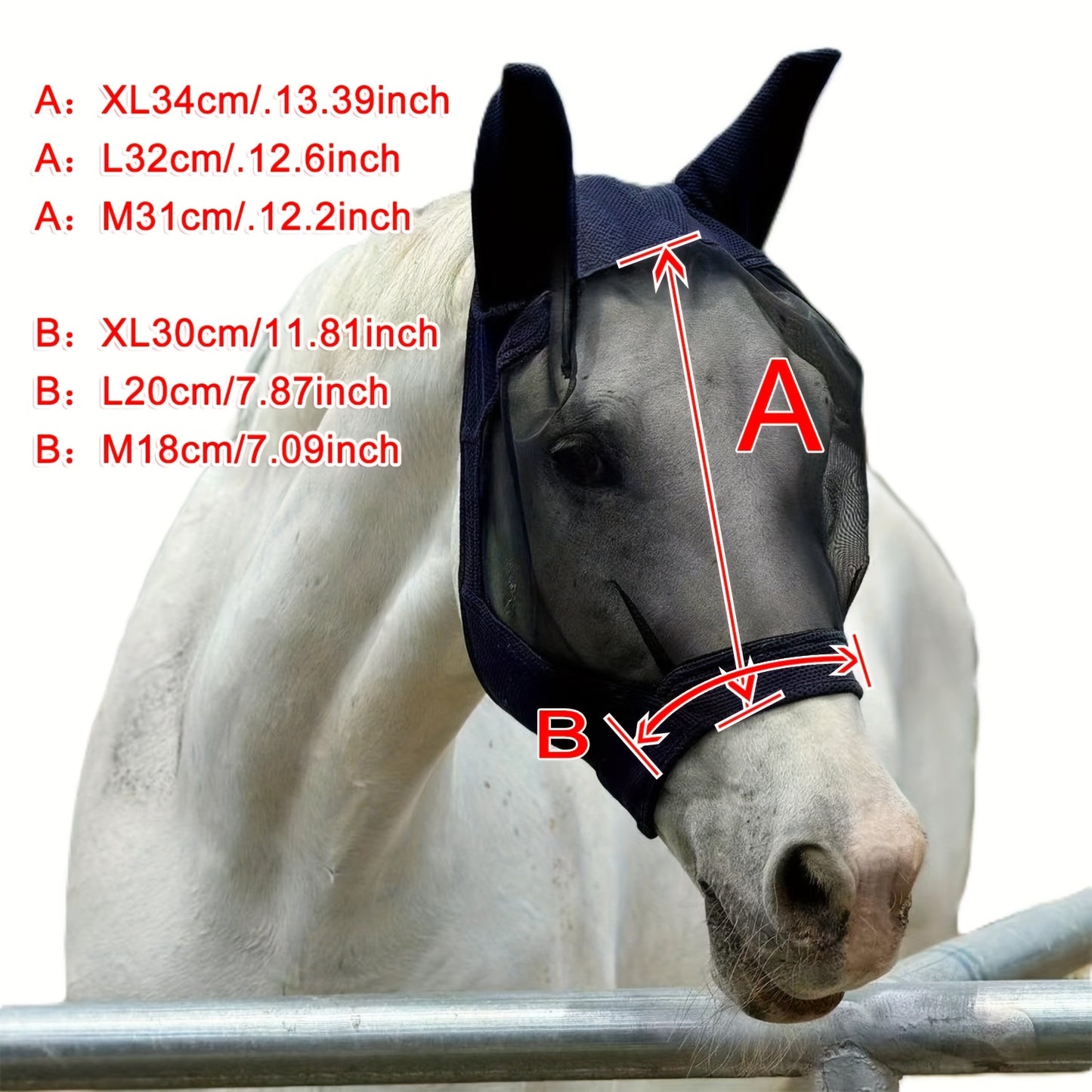 Mosquito and fly horse mask offers 86% UV protection, breathable 3D mesh with high elasticity.