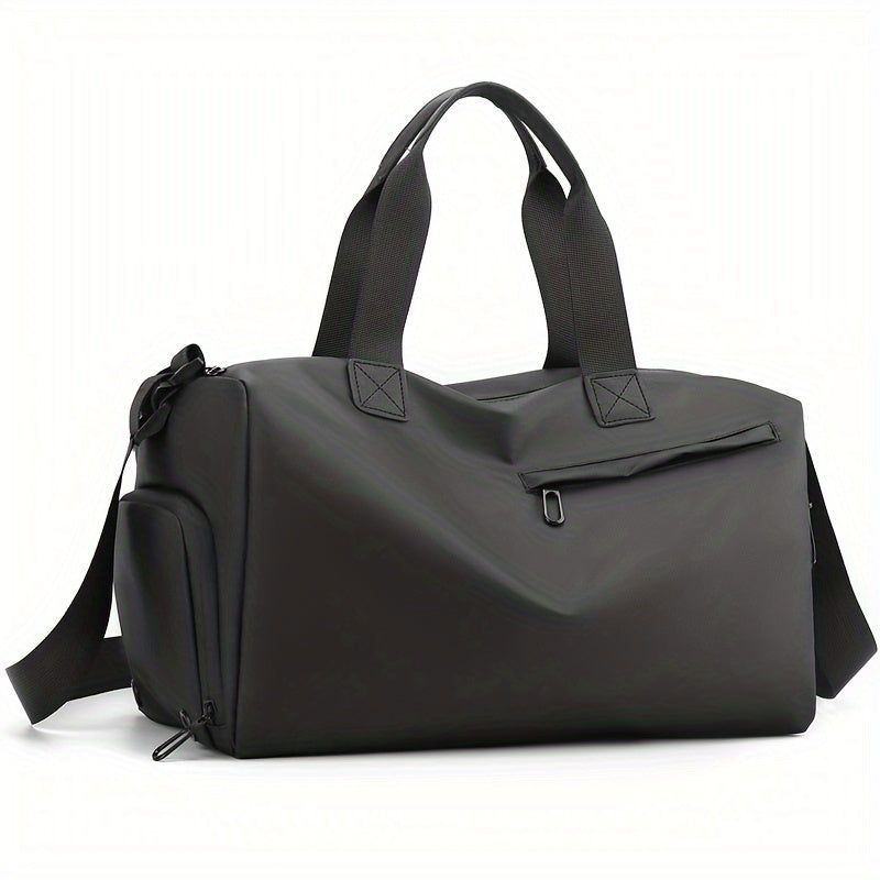 Casual weekend travel duffel bag with shoe compartment.