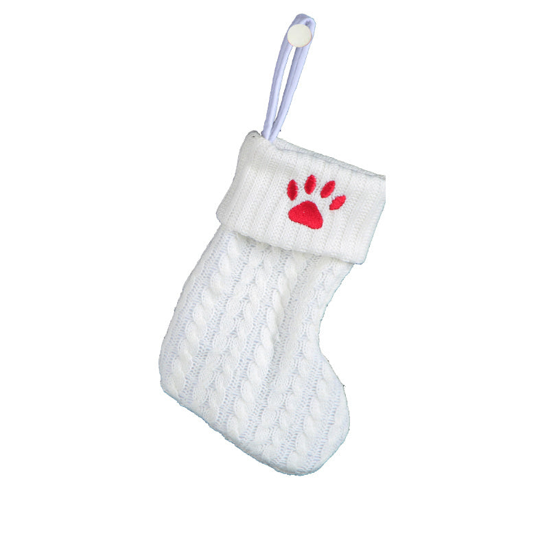 White cable knit stocking with embroidered 'F' - Ideal for indoor decor.