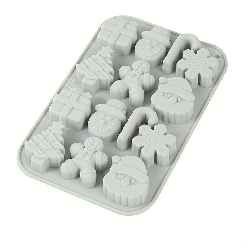 1 piece of a Christmas Chocolate Mold, 3D Silicone Mold with 14 cavities for cakes and puddings. Includes baking tools, kitchen gadgets, and accessories.