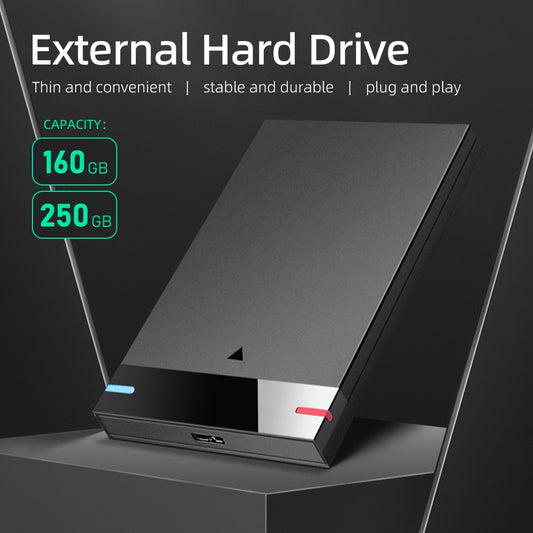 250GB Portativ Tashqi Qattiq Disk, USB 3.0 bilan, NTFS Oldindan Formatlangan, Siqilgan va Yengil Dizayn, UASP Protokolini Qo'llab-quvvatlaydi - 160GB/250GB Variantlari Mavjud