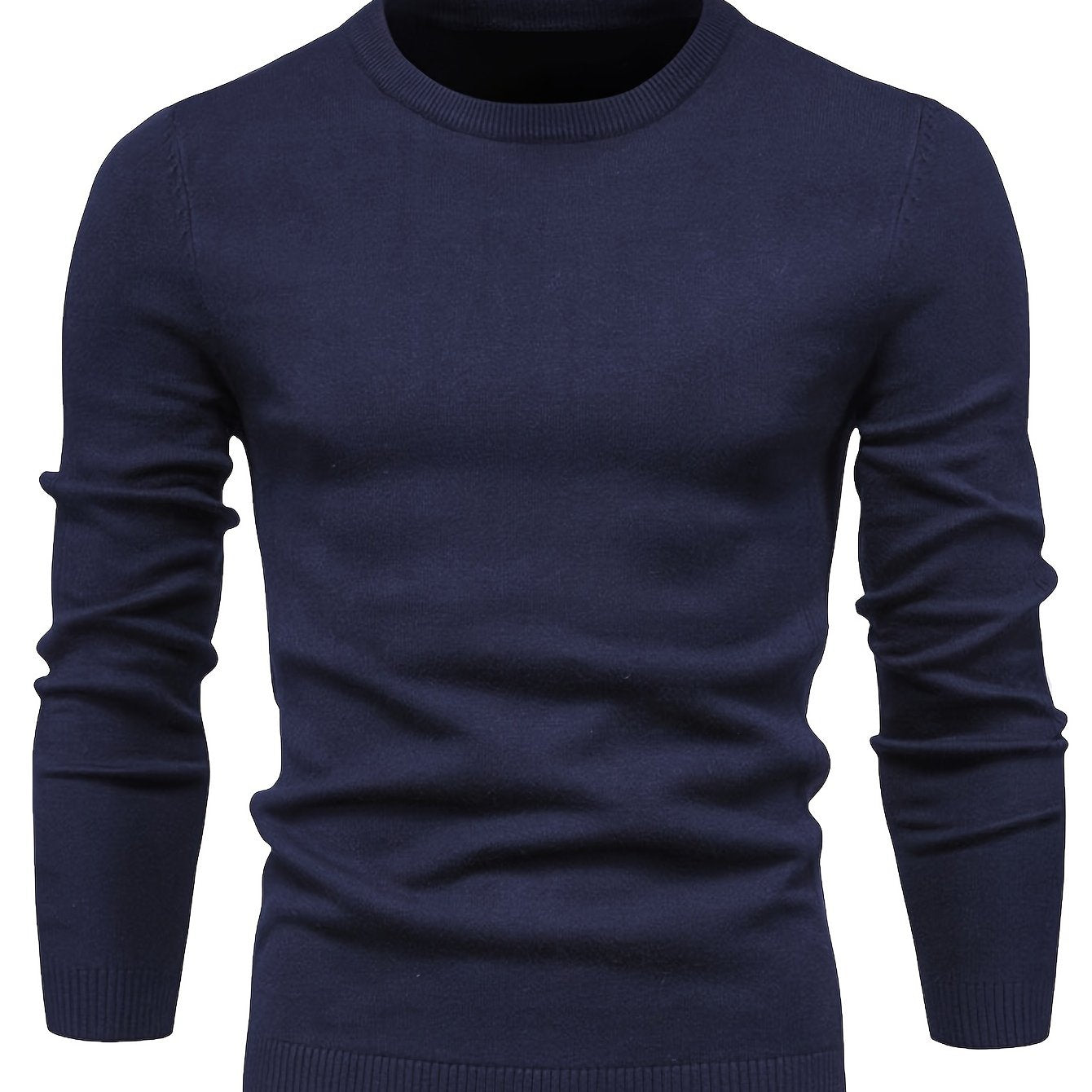 2024 Men's Solid Color Round Neck Pullover Knitted Sweater