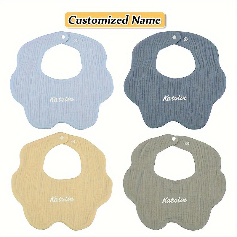 Set of 4 Soft Gauze Children's Bibs with Custom Name Option - Exceptionally Absorbent, Breathable, and Premium Quality - Ideal Gift for Kids' Birthdays, Christmas, and Halloween