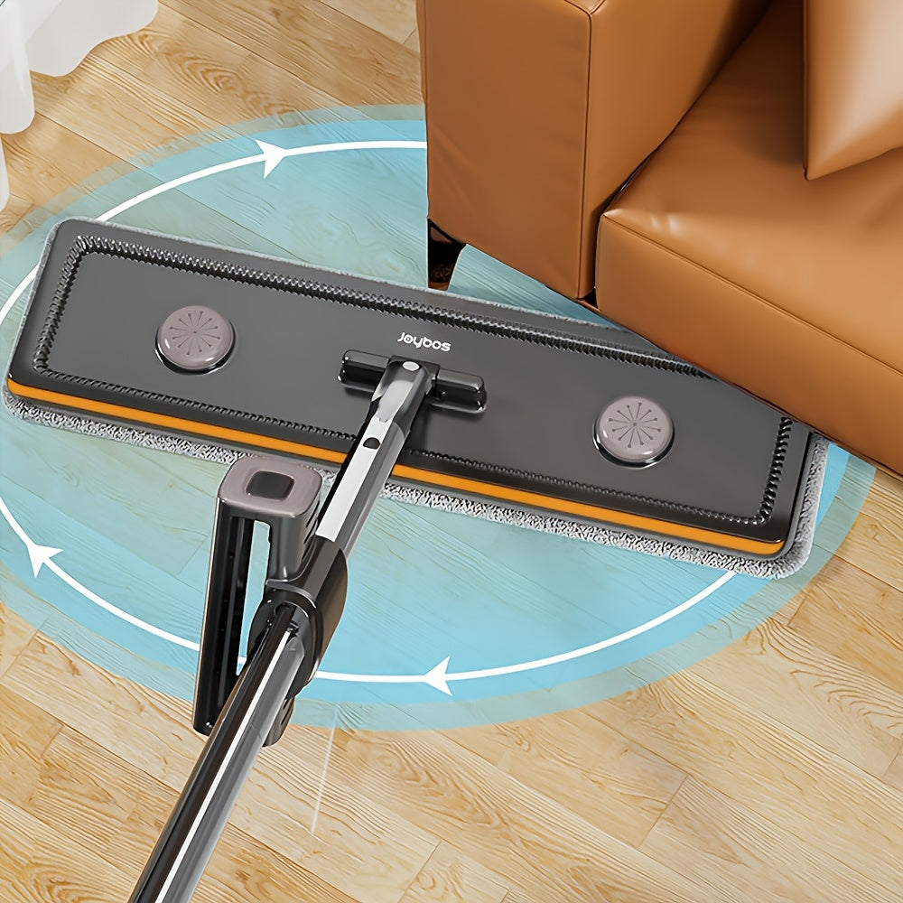 Introducing the Joybos Microfiber Flat Mop and Handle Set with 4 Washable Pads, 1 Holder, and Durable Plastic Construction. This manual operation mop features an extendable handle reaching up to 151.89cm, making it perfect for cleaning living rooms