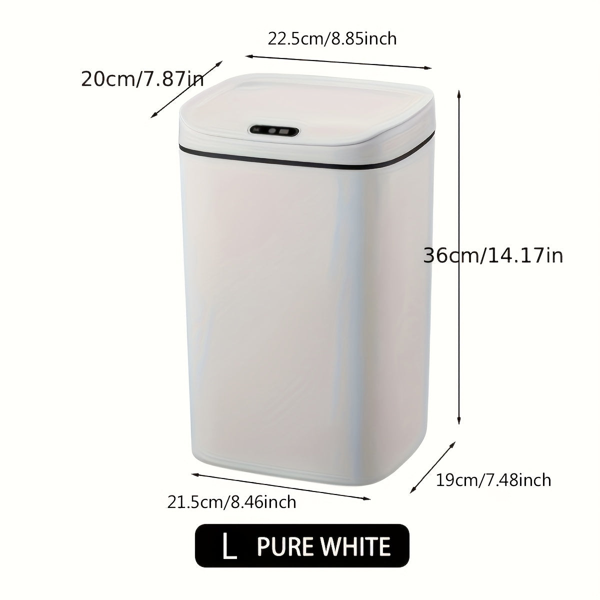 Smart detector trash can with quiet close and odor-proof; multiple capacity options for various rooms; battery operated (AA), batteries not included.