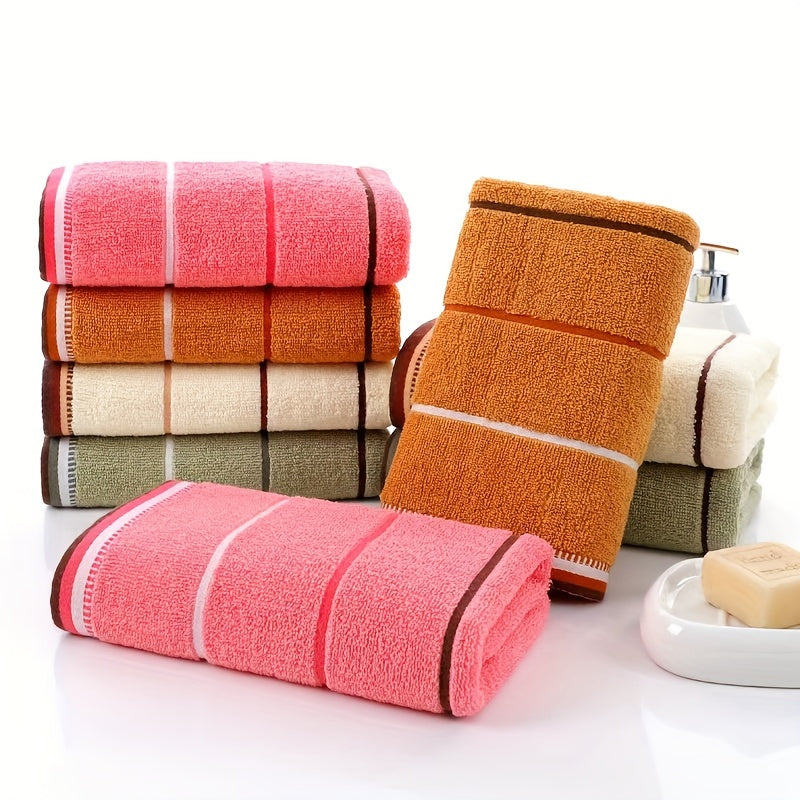 High-quality 8-piece towel set made of 100% polyester knit fabric. Quick-dry and absorbent with a 400 GSM weight. Soft and comfortable for daily use on hands and face.