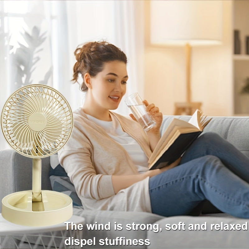 Compact and Mighty Portable Fan - USB-Powered, Foldable for Convenient Home & Office Use, Mini Standing Fan with Easy Carry Handle for Cool Comfort, Portable Mini Fan in a Quiet yet Powerful Design