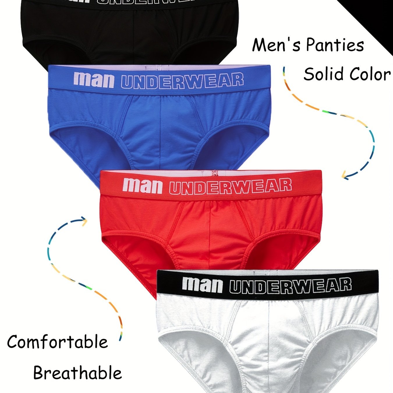 Men's Mid Waist Stretch Cotton Briefs Underwear