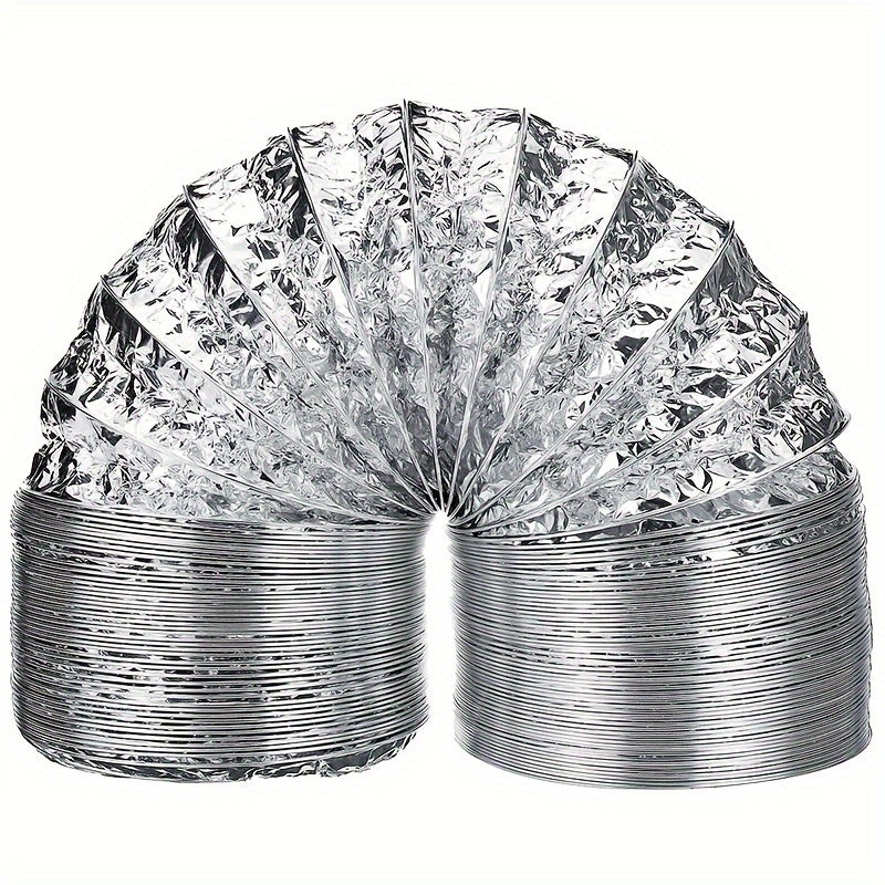 182.88cm Flexible Aluminum Ventilation Duct - 10.16cm Diameter, Ideal for Heating, Cooling & Purification Systems