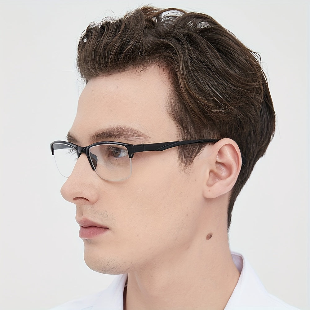 Men and women black resin reading glasses with half frame, portable and ultralight. Ideal for gifts.