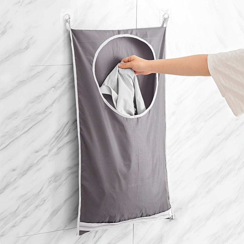 Keep your bathroom organized with this classic style wall-mounted clothes hamper. The large capacity laundry storage bag is made of durable cloth material and features handles for easy transport. Perfect for use in the bathroom or any room in your home.