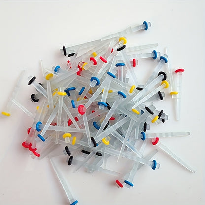 50pcs Quartz Fiberglass Rods with Smooth Matte Finish, Transparent with Blue & Yellow Threaded Ends for Industrial Use.