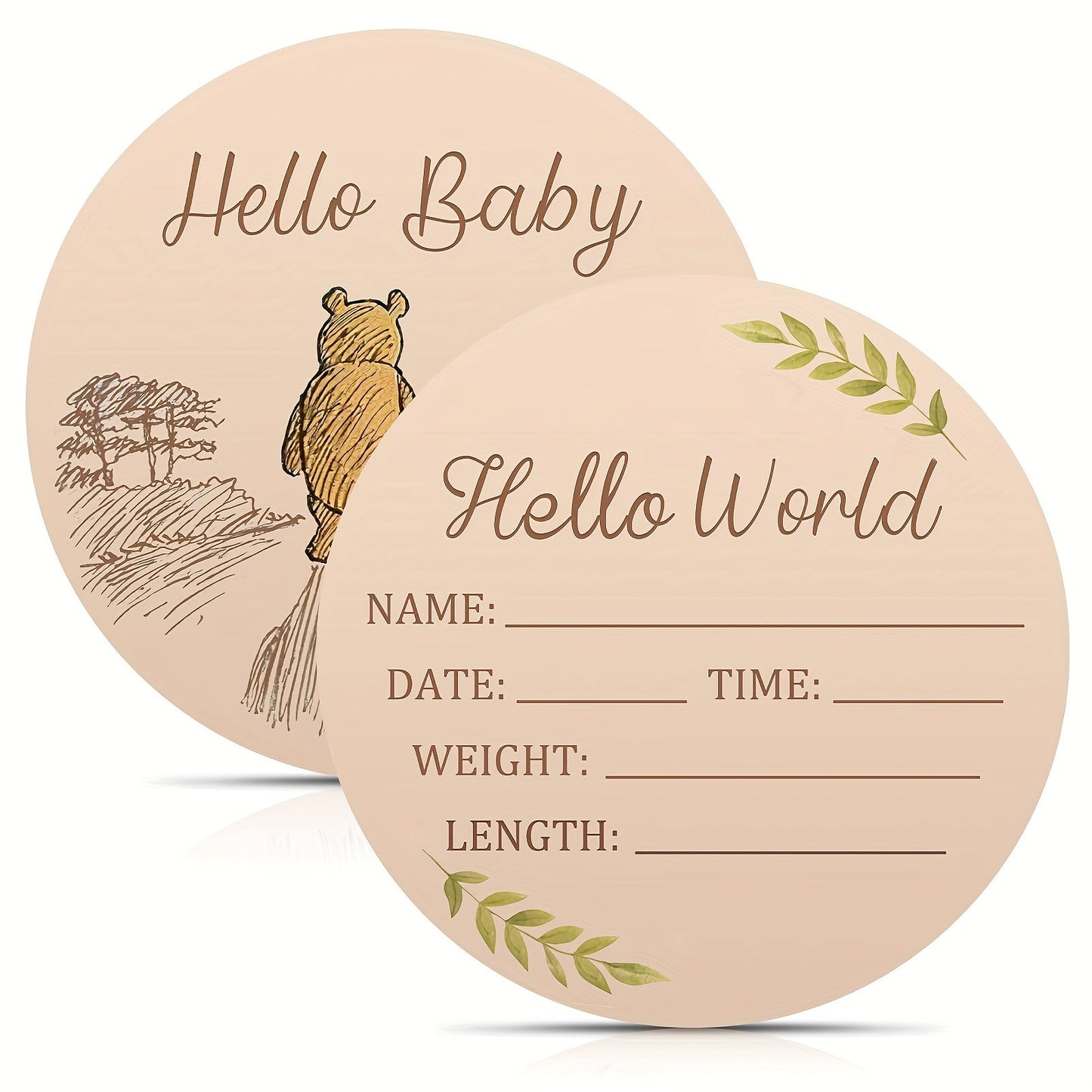 Welcome Earthlings - Universally pleasing announcement plaque. Crafted from sustainably-sourced solid wood. Ideal for capturing your first moments together and adding a touch of charm to any nursery.