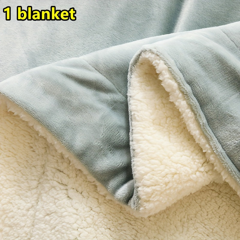 Modern Double-Sided Plush Throw Blanket with Soft Warm Comfort - Versatile All-Season Milk Velvet Knitted Throw made from Washed Polyester - 1pc Solid Light Gray Thickened Fleece Blanket