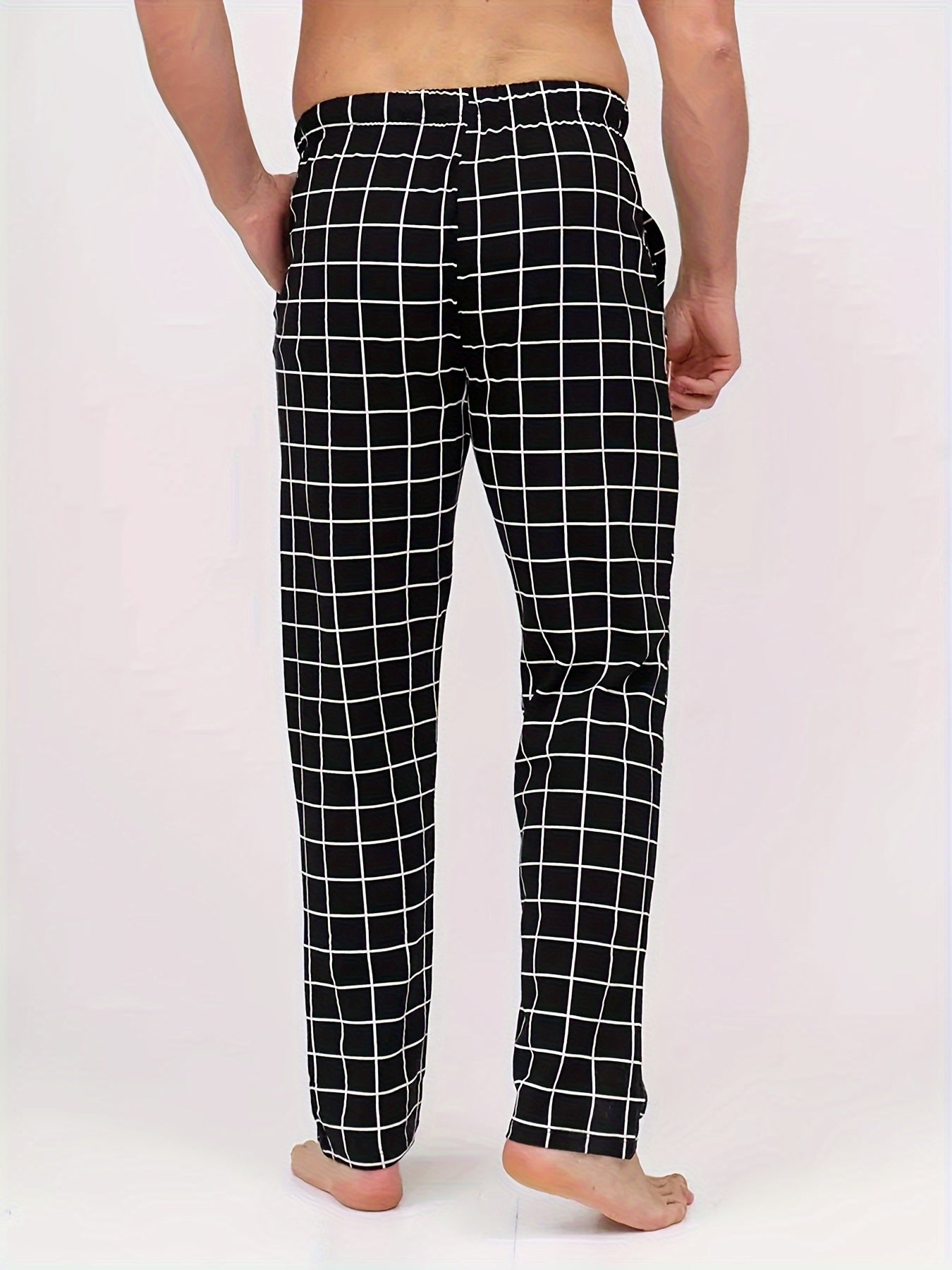 3-Pack Men's Plaid Pattern Pajama Pants with Pockets, Loose Fit Lounge Trousers