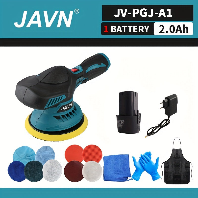 JAVN Cordless Mini Polisher with 5000RPM 6-Gear Car Polishing Machine, 12V Dual-Purpose Battery, 6000mAh Lithium Battery, 110V/220V European Plug.