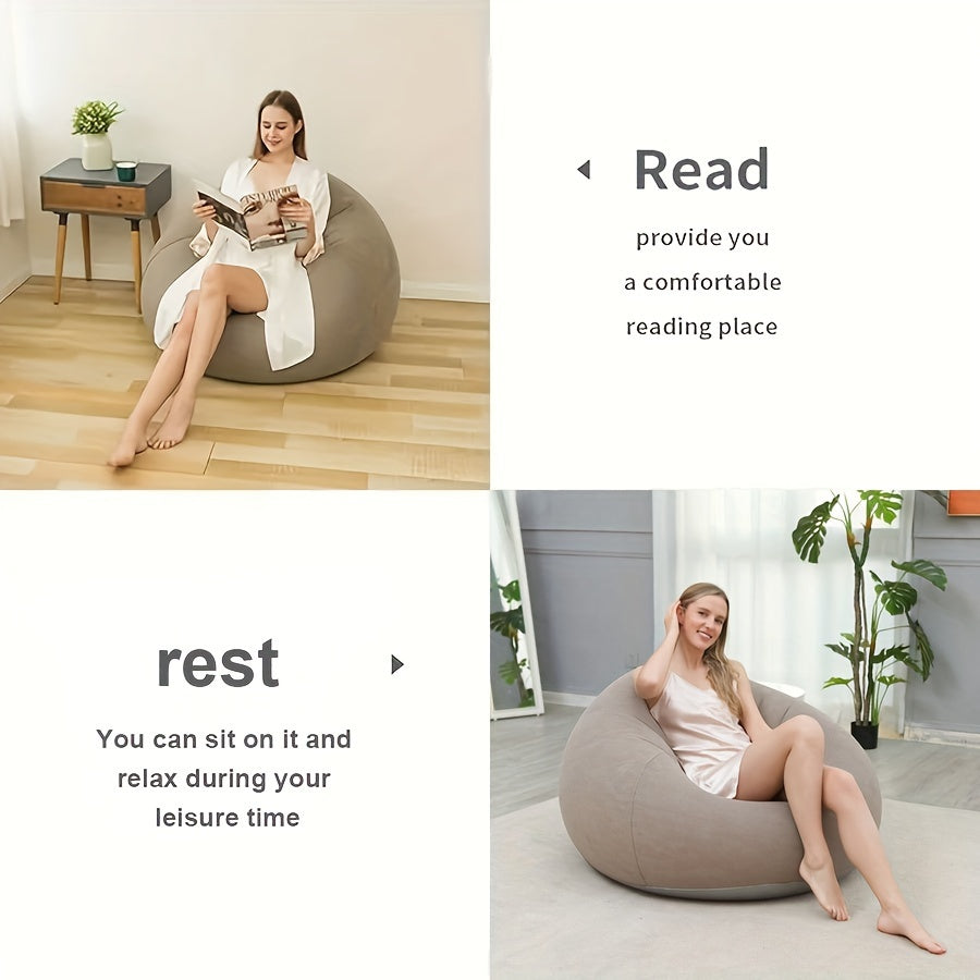 Lazy inflatable sofa chair for indoor and outdoor use.