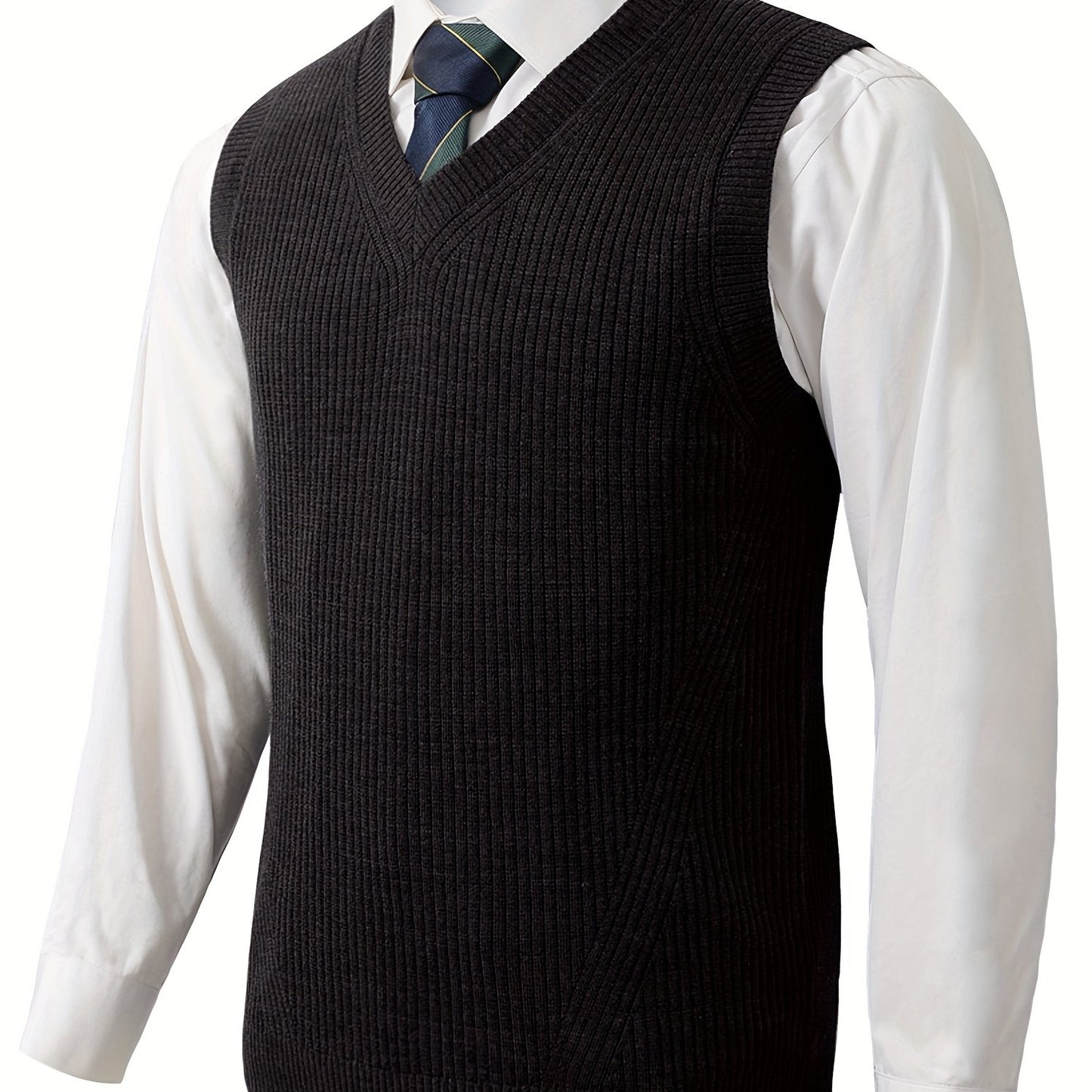 Sleeveless V-Neck Knitted Sweater Vest for Men