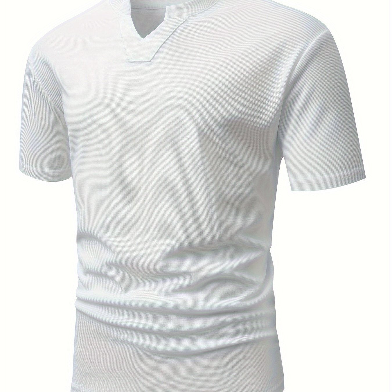 Men's summer outdoors activity top: Waffle knit, crew neck, short sleeve.