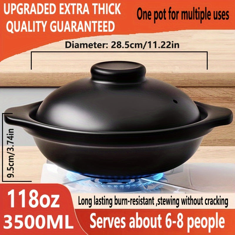 High Quality Ceramic Casserole Stew Pot with Lid and Double Handles, Multipurpose, Thickened, Durable, Heat-resistant, Non-stick, Easy to Clean, Suitable for Home and Restaurant Use