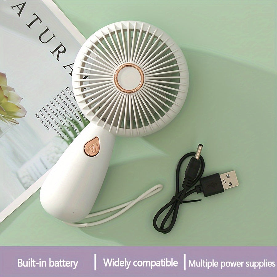 Compact Handheld Mini Fan with LED Lights, USB Rechargeable Quiet Desk Fan, Perfect for Personal Cooling on the Go or at the Office