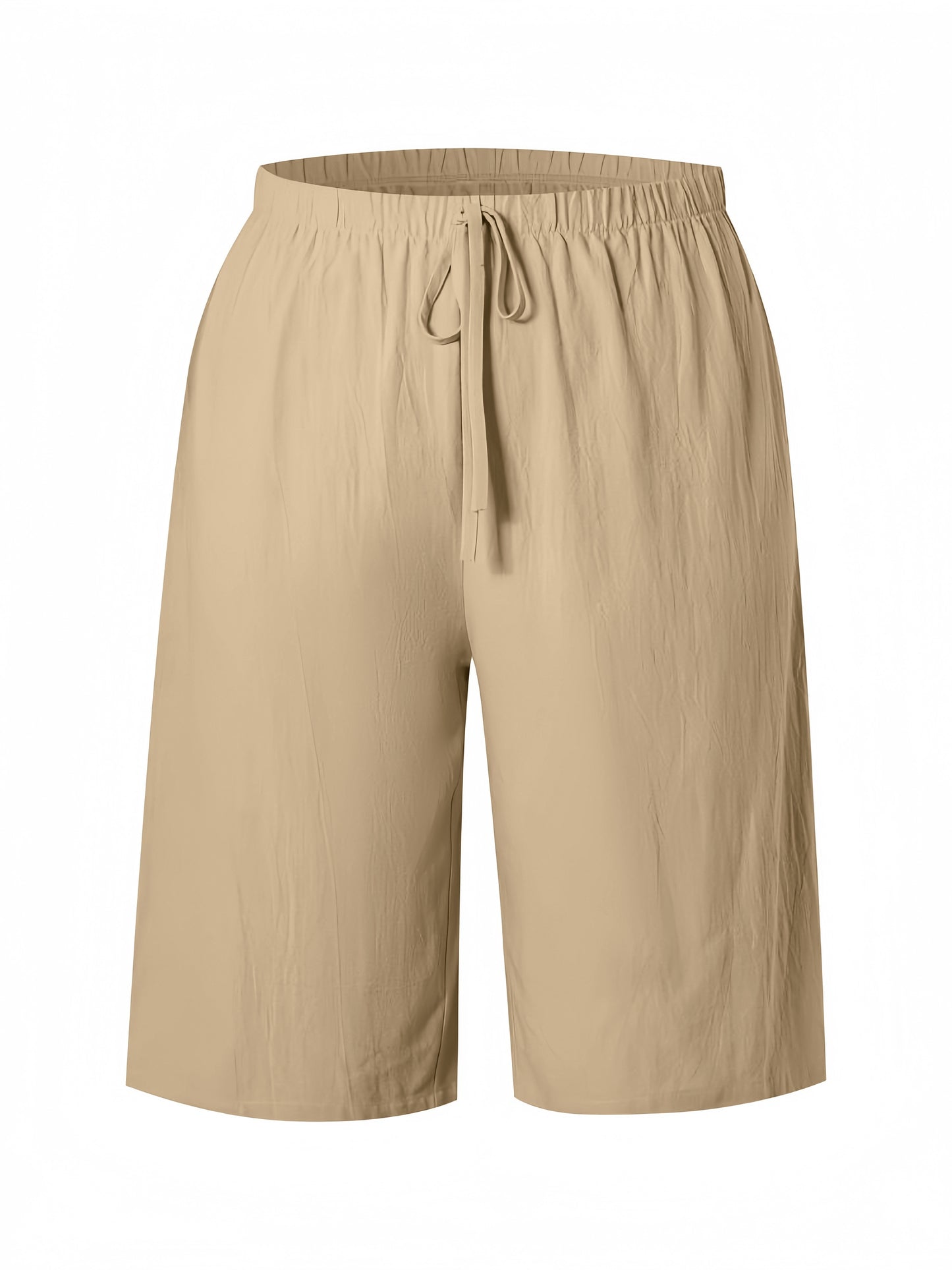 Polyester non-stretch shorts for plus size women with faux drawstring, straight fit, and suitable for all seasons.