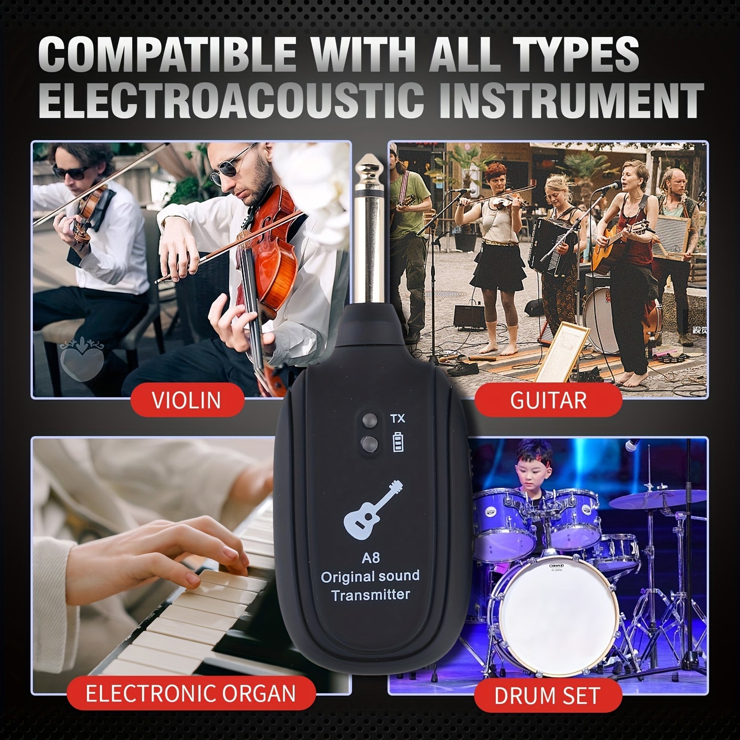 Electric guitar wireless pickup transmitter receiver.