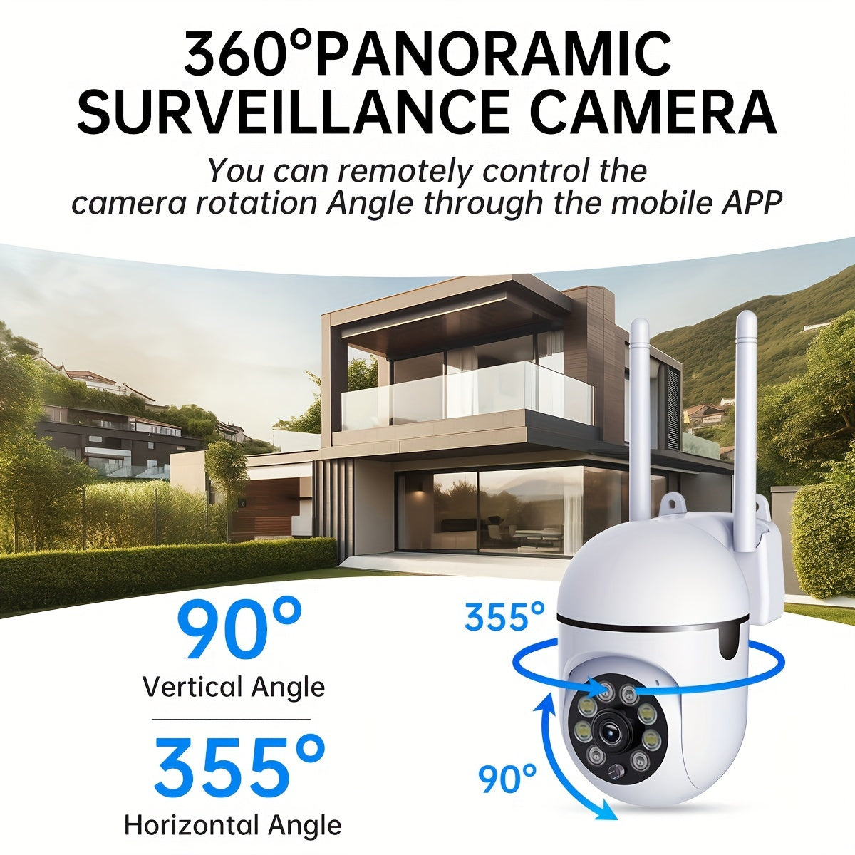 Indoor/Outdoor Surveillance Camera with 2MP HD Wi-Fi, Auto-Tracking Night Vision, Motion Detection, Two-Way Audio, and USB Power