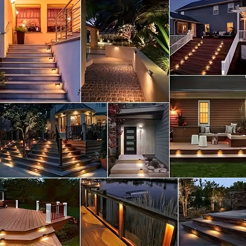 16 solar-powered outdoor lamps, ideal for railings, stairs, fences, columns, and lanes, can be used as LED courtyard decorative lights.