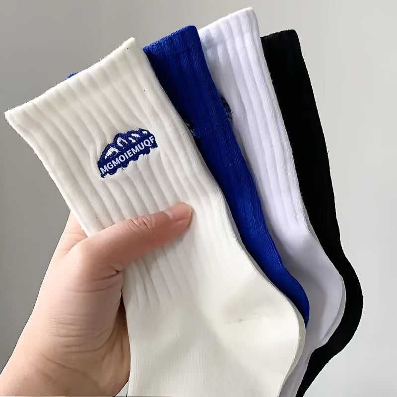 4 pairs of men's casual sports socks, breathable and comfy for spring and summer.