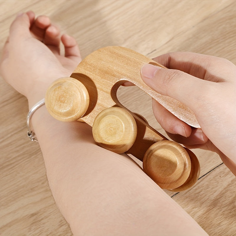 Non-electric wooden back massager with 6 rolling balls - unscented and no batteries required.