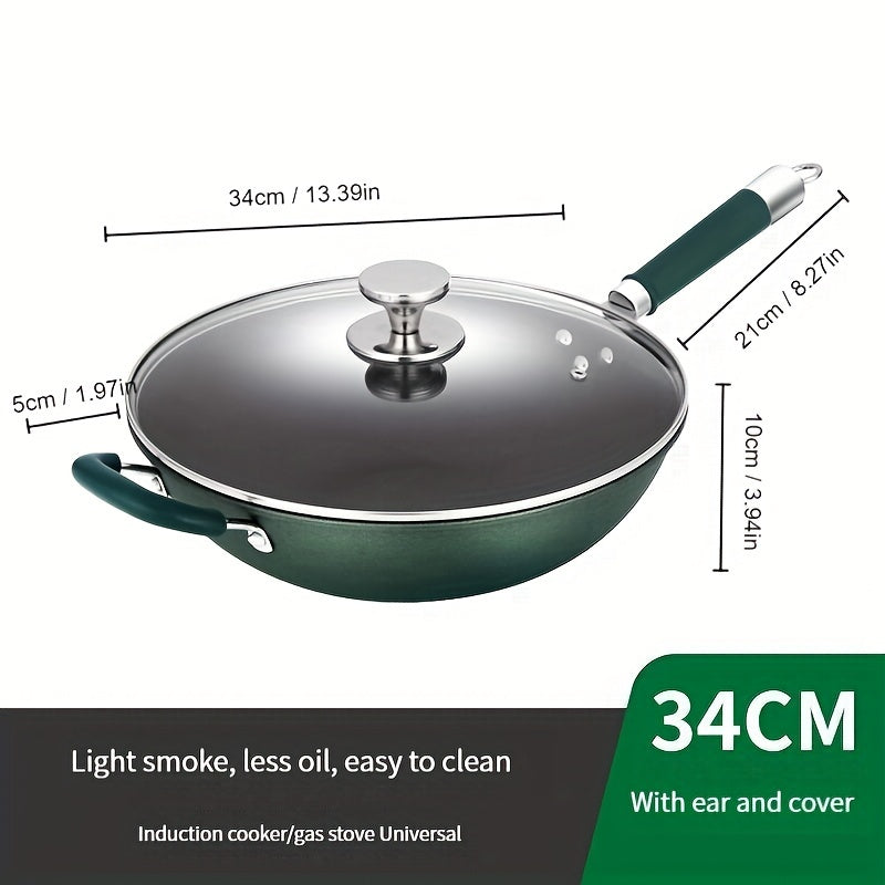 One-piece set of Non-Stick Cast Iron Skillet, Egg Fry Pan, Woks & Stir-Fry Pans for Gas Stove Top and Induction Cooker. Includes Kitchen Utensils, Gadgets, and Accessories for Home Kitchen.