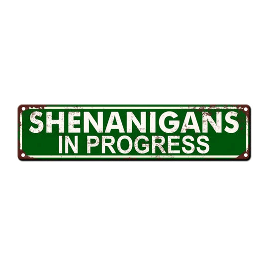 St. Patrick's Day Shenanigans Metal Tin Sign - 1pc, Vintage Plaque Decor for Home, Room, Bar, Cafe, Garage, Farmhouse - Novelty Street Sign (15.75"x3.94"/40x10cm) - Perfect Halloween or Christmas Gift