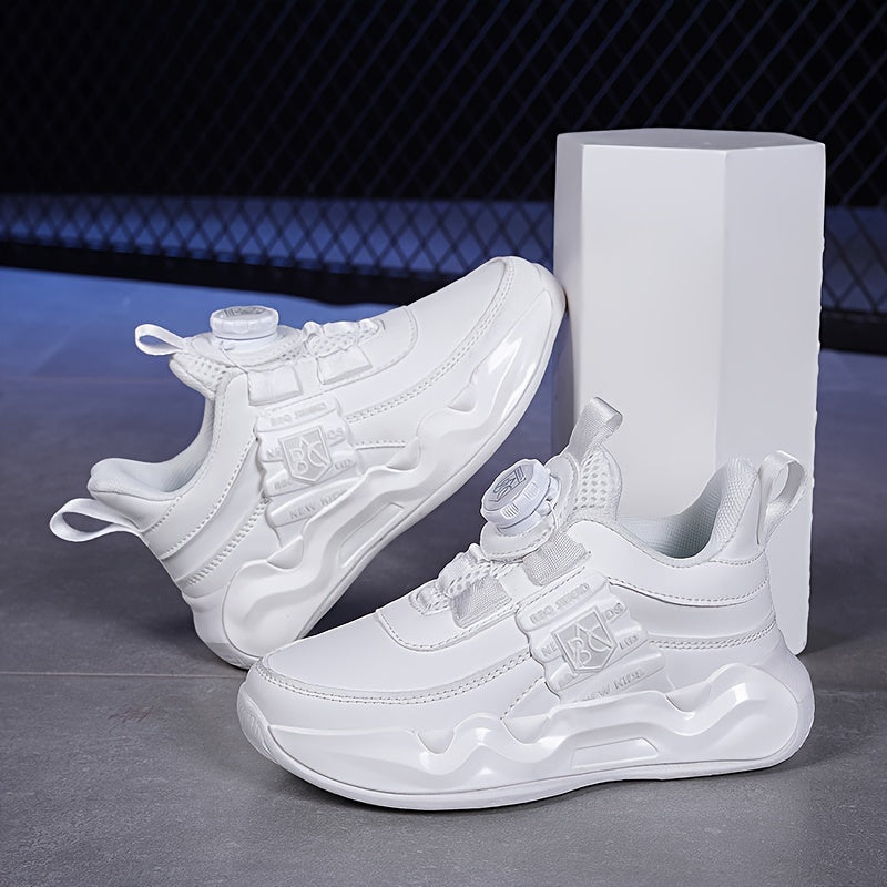 Casual cool platform sneakers with rotating button for girls, comfortable shock-absorbing sneakers for running basketball. 

Revised: Casual platform sneakers with rotating button and