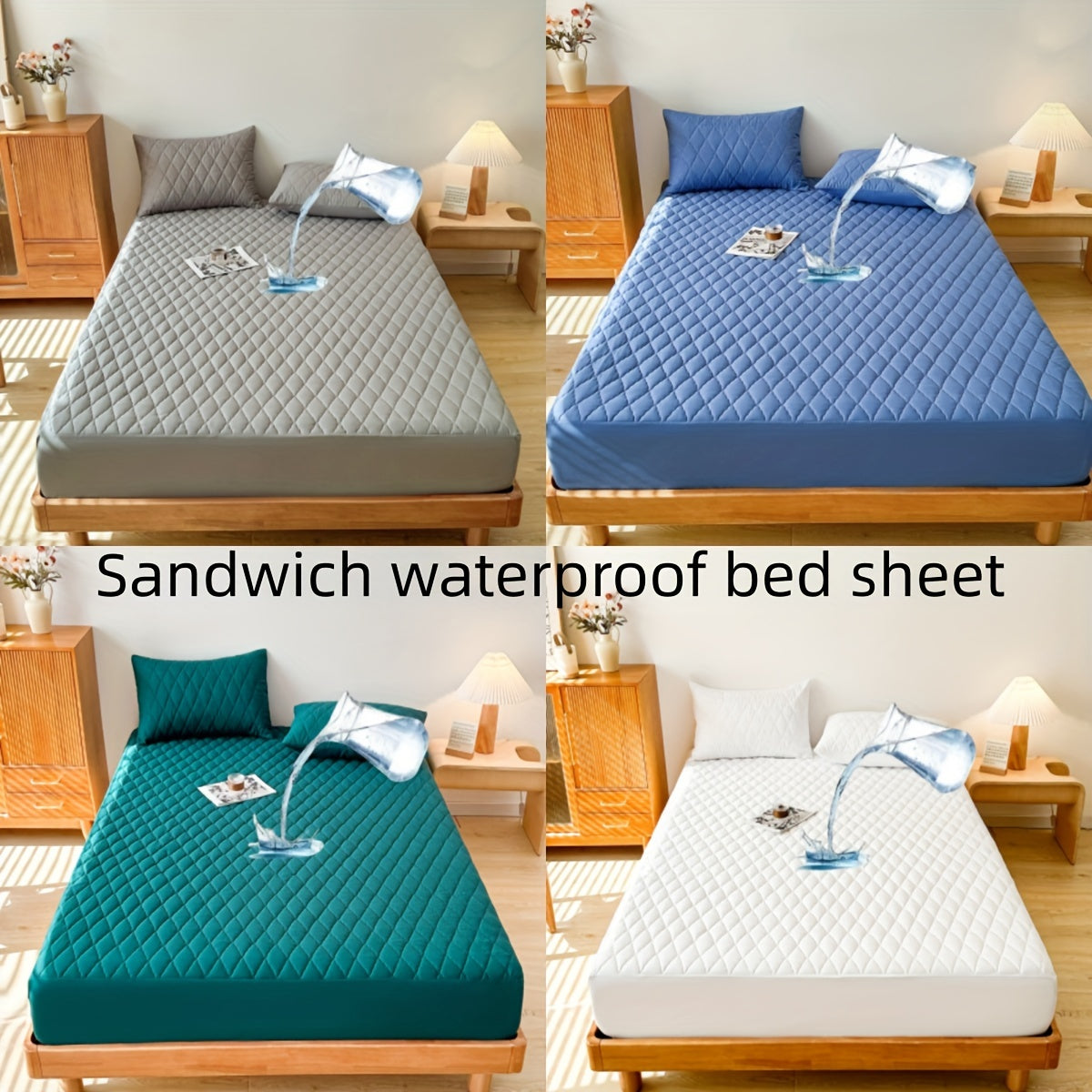 Waterproof interlayer mattress protector, stain and moisture-proof fitted sheet, urine resistant, breathable cover for mattress protection. Suitable for use in household bedrooms and hotels.