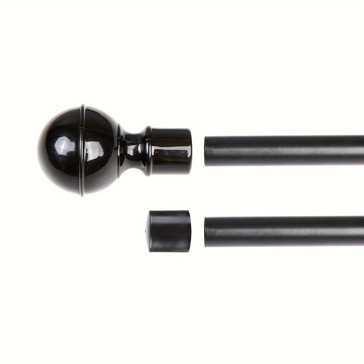 Adjustable Black Dual Curtain Rod Set with Circular and Cap Tips, 3/5 Inch Metal Curtain Rods for Windows 16" to 94", Includes Hardware and Installation Kit