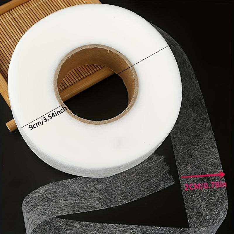 Two pieces of Double-Sided Hot Melt Adhesive Mesh Film Lining Strips, made of Double-Sided Adhesive Non-Woven material for ironing hot pressing. These strips are ideal for clothing ironing accessories and DIY patchwork fusion lining. Each roll contains