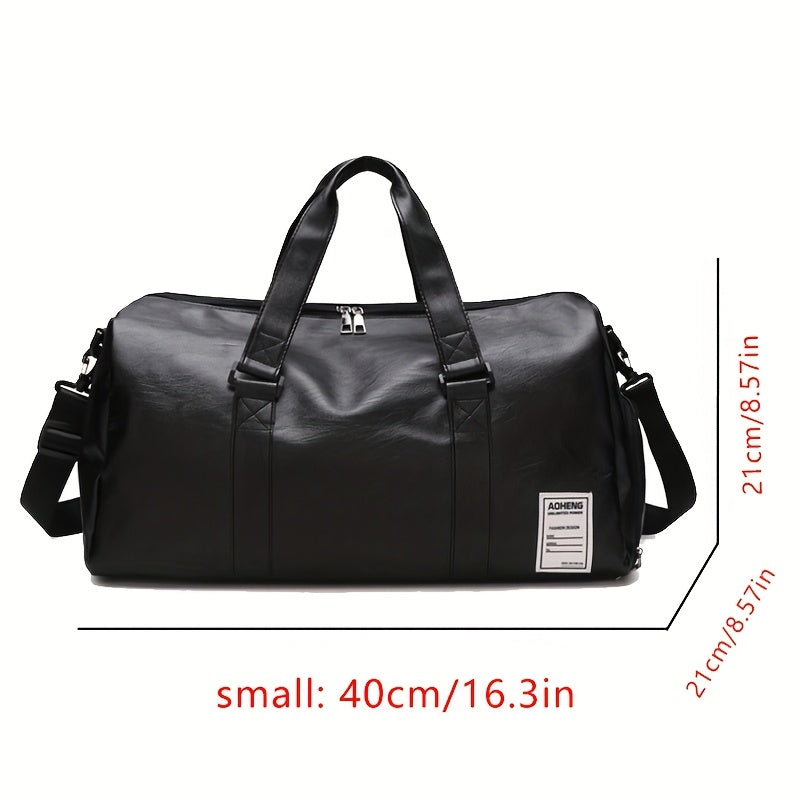 Stylish travel bag with roomy interior, premium PU material, separate shoe compartment, and versatile design.