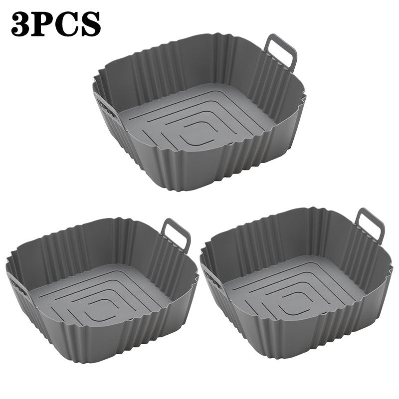 Set of 3 Non-Stick Silicone Air Fryer Baskets, Safe for Oven Use, Food-Grade Accessories for Versatile Cooking