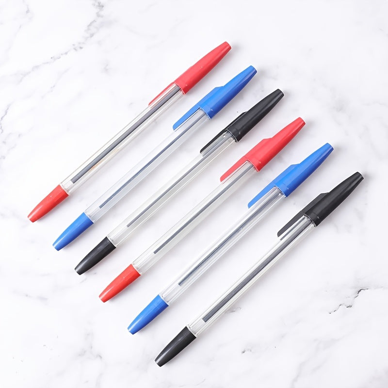 10 Round Ballpoint Pens, 0.7mm Tip, 3 Colors