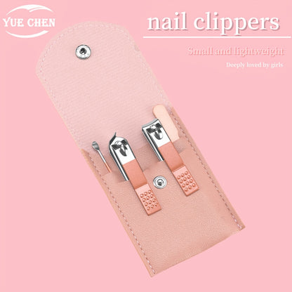 Pink nail tool set for girls, includes various tools for nail care and grooming.