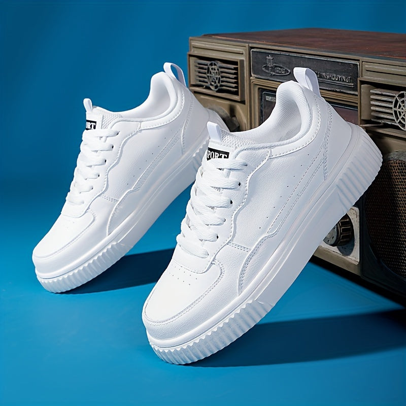 Lightweight lace-up sneakers in white, suitable for all seasons.