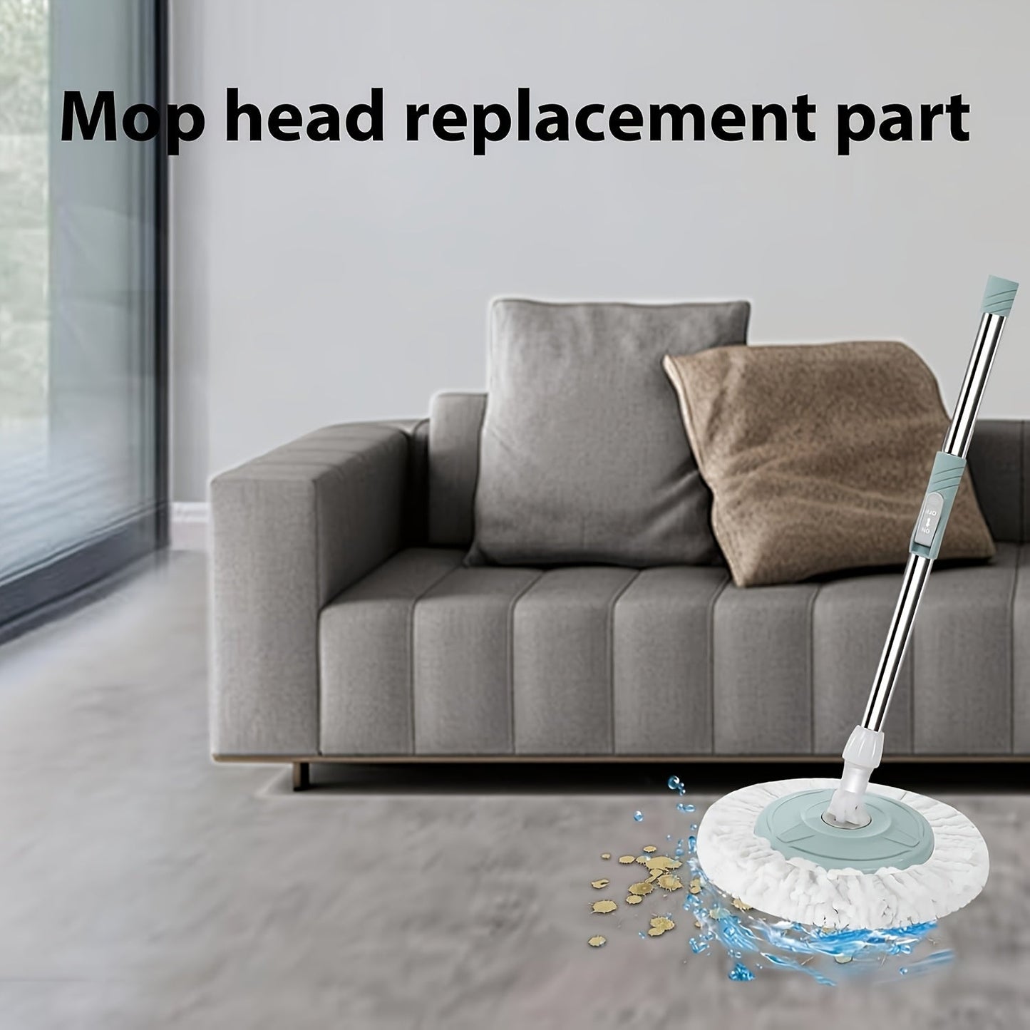 Replacement mop heads for hardwood, kitchen, and bathroom floors with 360° cleaning ability - 6-pack of microfiber spin mop heads.