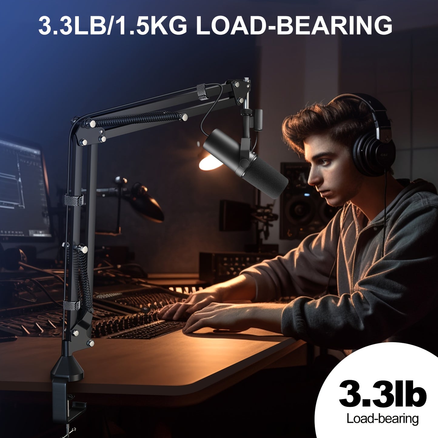 RODD AK-35 Premium Alloy Microphone Boom Arm - Desk Stand with XLR Connector for Blue Yeti, Snowball iCE, QuadCast & Elgato.