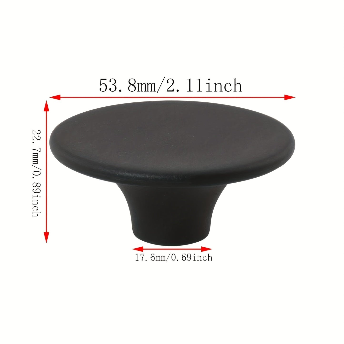 Two black polycarbonate oven knobs, perfect for replacing bakelite pot lids. These knobs are compatible with enameled ovens and do not require electricity.