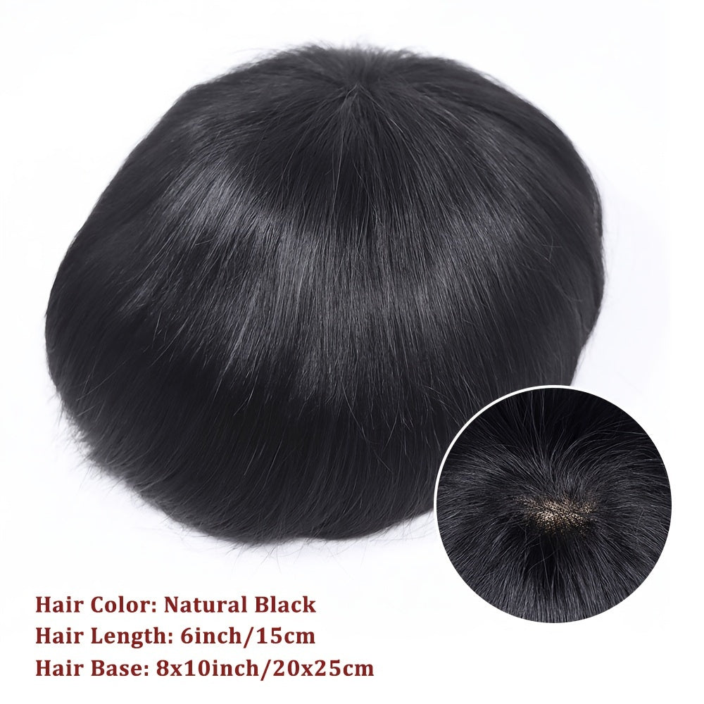 100% human hair men's wig with mono lace for all ethnicities, hand knit with 6x8/6x9 hook area.