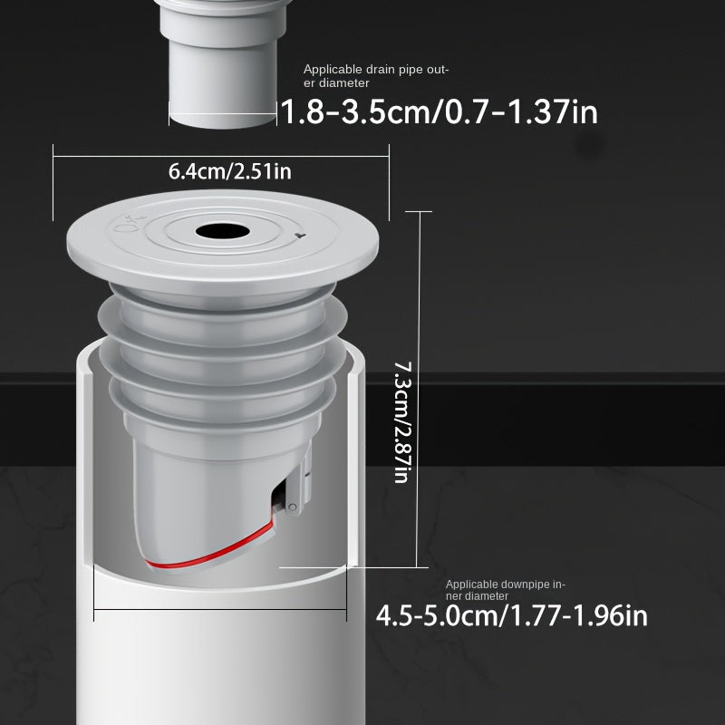 1pc Kitchen Drain Pipe Anti-backflow Odor Device with Silicone Sealing Ring Plug and Drain Pipe Blocker.